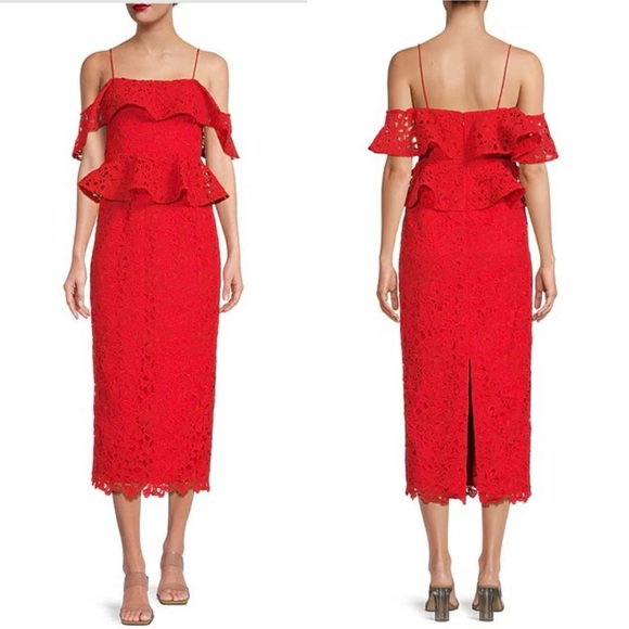 Marchesa Dresses & Skirts - NWT Muse by Marchesa Amaryllis Lace Off-The-Shoulder Midi Dress Sz 14